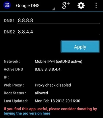 Change DNS in Android
