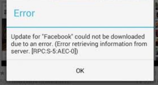 Error retrieving information from server rpc s-5 aec-0 in android